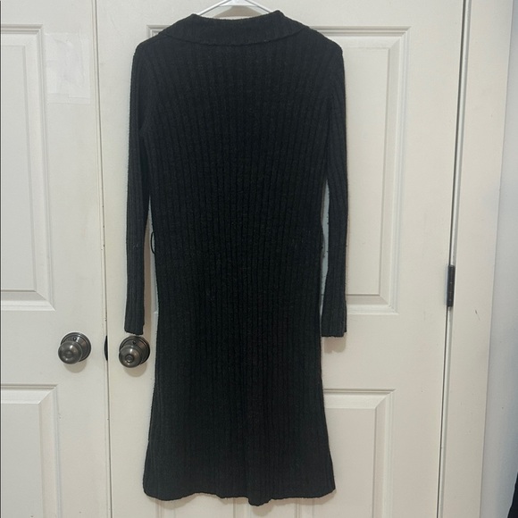 Blue Asphalt Knit Ribbed Long Sleeve Sweater Dress size medium grey button down - Picture 4 of 6